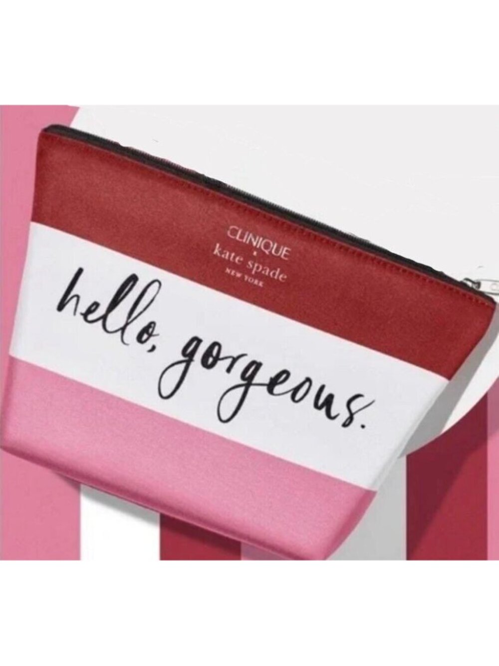 Clinique x Kate Spade Makeup Bag Cosmetic Pouch NEW Travel Jewelry Organizer Zip